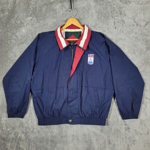 Vintage Ocean Spray Opsail 2000 Windbreaker Jacket Mens L Navy Blue Bomber Y2K
